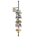 Estante de Esquina para Ducha, Estante de Baño de 4 Niveles, Organizador Ajustable de 85 a 305 cm, Estantes para Baño