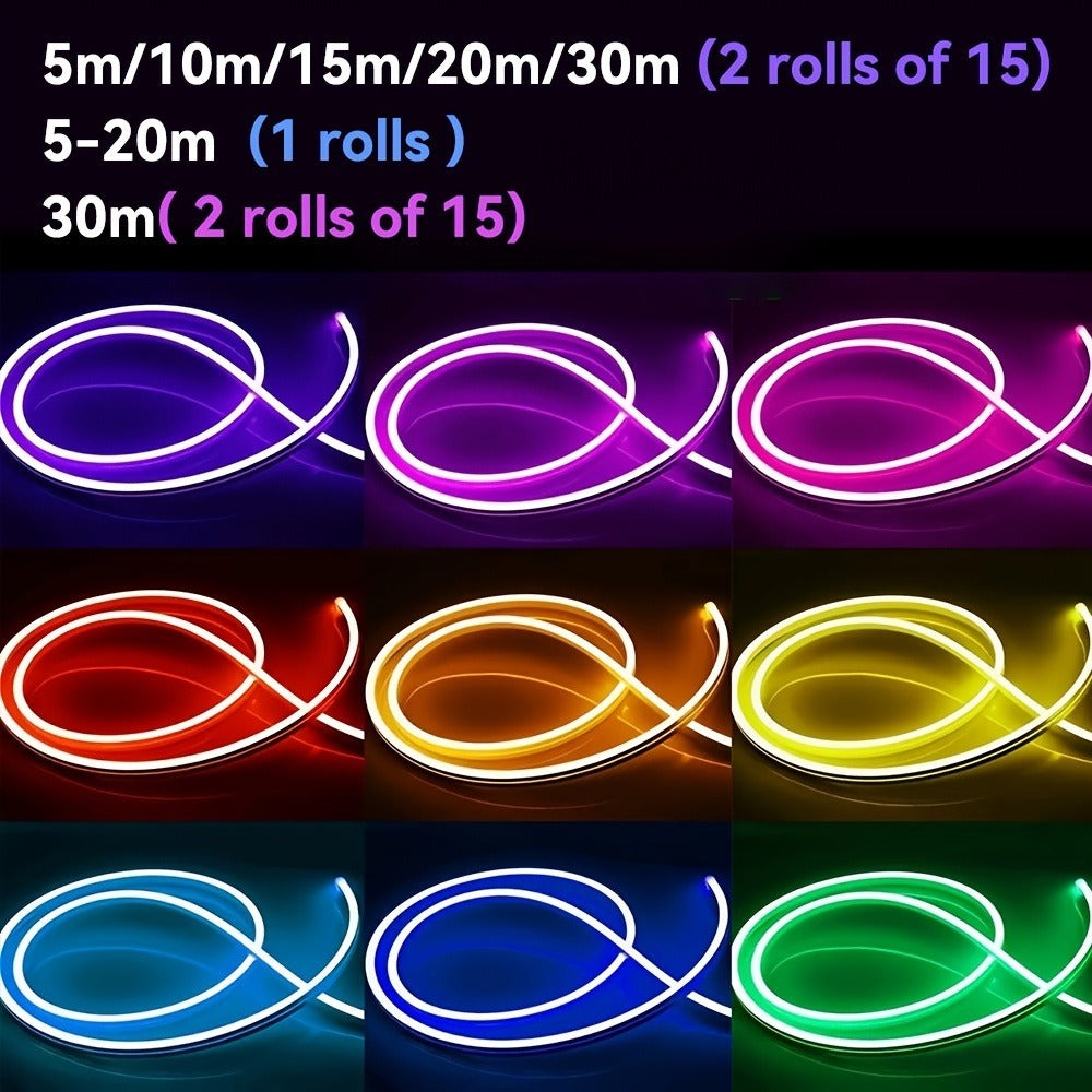 Luces de cuerda neón, luces de cuerda LED flexibles con control de App/Control remoto, luces de cuerda multimodo, luces neón LED RGB, tira de luz neón LED para juegos con sincronización de música para decoración de dormitorio