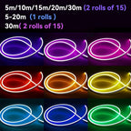 Luces de cuerda neón, luces de cuerda LED flexibles con control de App/Control remoto, luces de cuerda multimodo, luces neón LED RGB, tira de luz neón LED para juegos con sincronización de música para decoración de dormitorio