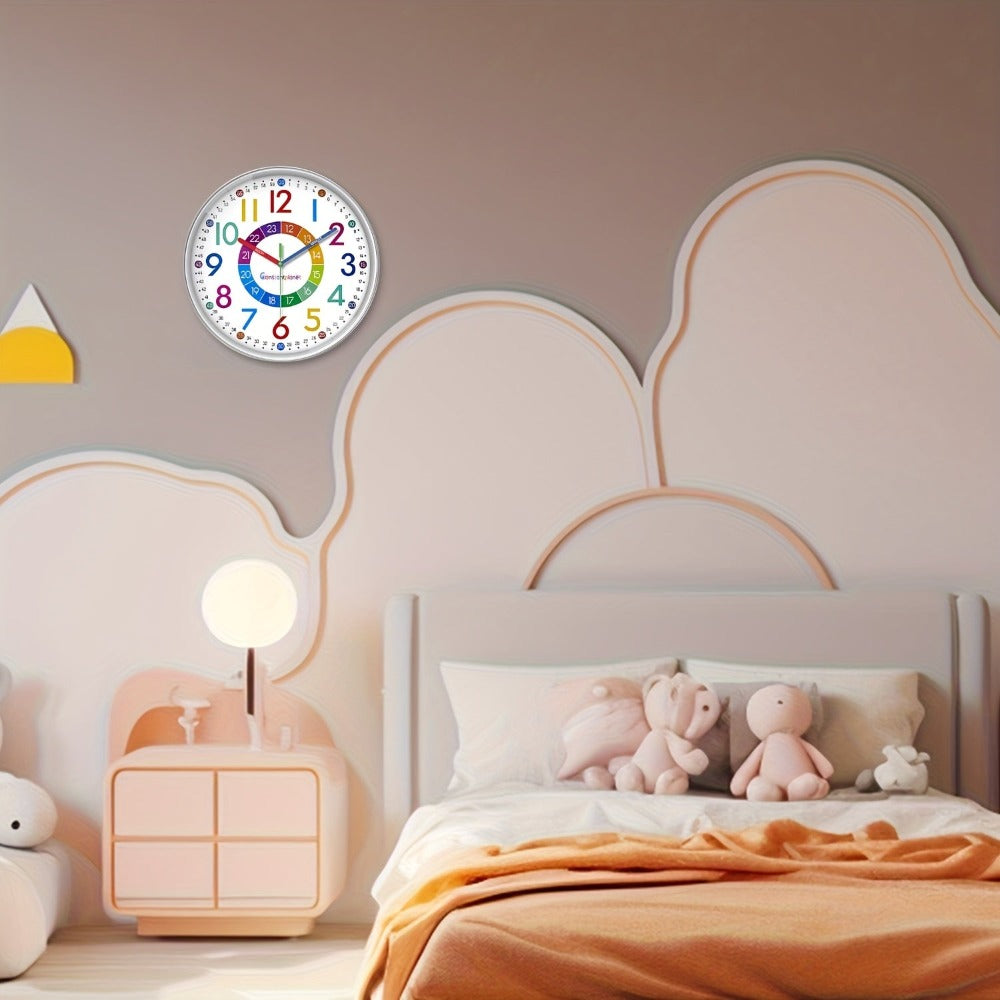 Reloj de pared digital colorido de 12 pulgadas para enseñanza, reloj de plástico silencioso con mecanismo silencioso, presenta múltiples zonas de color para fácil visibilidad, perfecto para salas de estar, dormitorios, aulas y decoración del hogar escolar