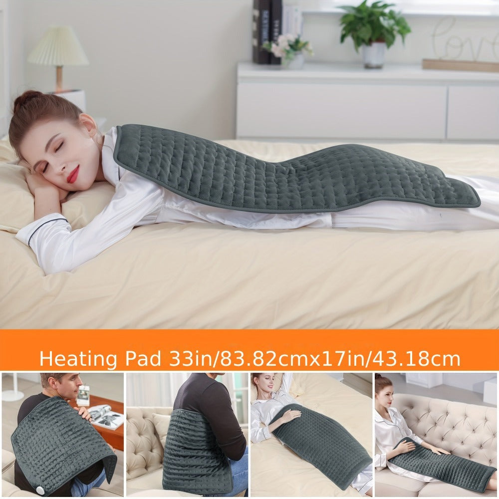 Almohadilla Térmica Extragrande - 6 Niveles de Calefacción, Hasta 140 °F, Apagado Automático a las 2 Horas, 84 cm x 43 cm x 60 cm x 30 cm, Portátil - Franela Suave, Lavable a Máquina, Almohadillas Térmicas para Cuello, Hombros, Rodillas, Piernas, Regalo p