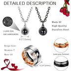 Collares a juego para parejas, collar con colgante para mujeres y hombres, anillos de compromiso a juego, juego de colgantes 316L 316L 316L 316L de acero inoxidable, collar para parejas para él y ella, regalo de joyería para el aniversario, San Valentín