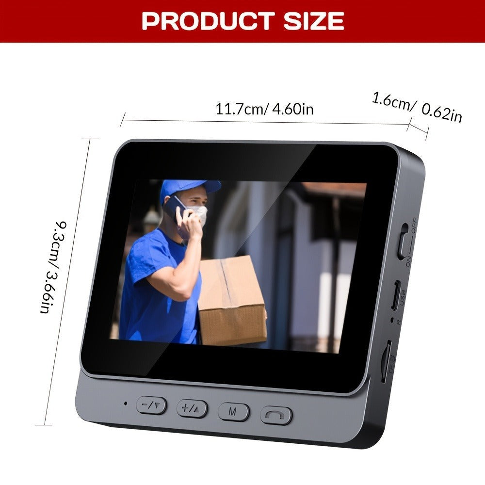 1pc Timbre Inalámbrico con Cámara Sin WiFi, Video Intercomunicador Inalámbrico con Pantalla IPS de 10.92cm, Lente Gran Angular, Audio Bidireccional, Visión Nocturna, Para Seguridad en el Hogar
