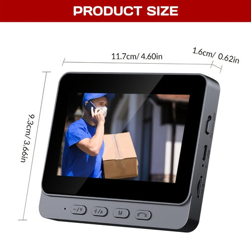 1pc Timbre Inalámbrico con Cámara Sin WiFi, Video Intercomunicador Inalámbrico con Pantalla IPS de 10.92cm, Lente Gran Angular, Audio Bidireccional, Visión Nocturna, Para Seguridad en el Hogar