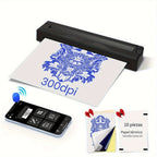 Impresora Térmica Portátil Inalámbrica Sin Tinta Bluetooth 2026 para Artistas y Principiantes de Tatuajes, Incluye 10 Hojas de Papel de Transferencia y Papel Plegado, Compatible con Teléfono/PC (con 3 Hojas de Papel de Transferencia y 10 Hojas de Papel Té