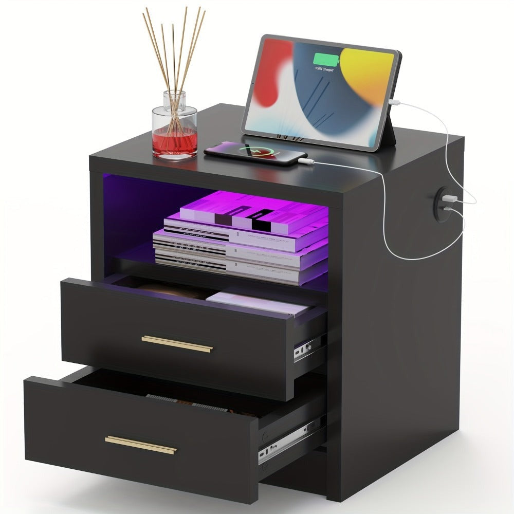 Mesita de noche, cómoda, escritorio de noche con 2/3 cajones de gran capacidad para dormitorio, sala de estar, blanco/negro