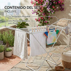tendedero Plegable metálico, 20 Metros Espacio de tendido, Soporte para Tender Ropa, Patas Antideslizantes (Plateado, 52 x 102cm)