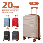1 pieza de equipaje premium 100% PP | Tamaño de mano de 20", resistente a pisotones y no deformable, capacidad expandible, aprobado para el embarque | Disponible en varios colores: Rojo, Gris Oscuro, Gris Claro | Estilo de moda con asa telescópica y rueda