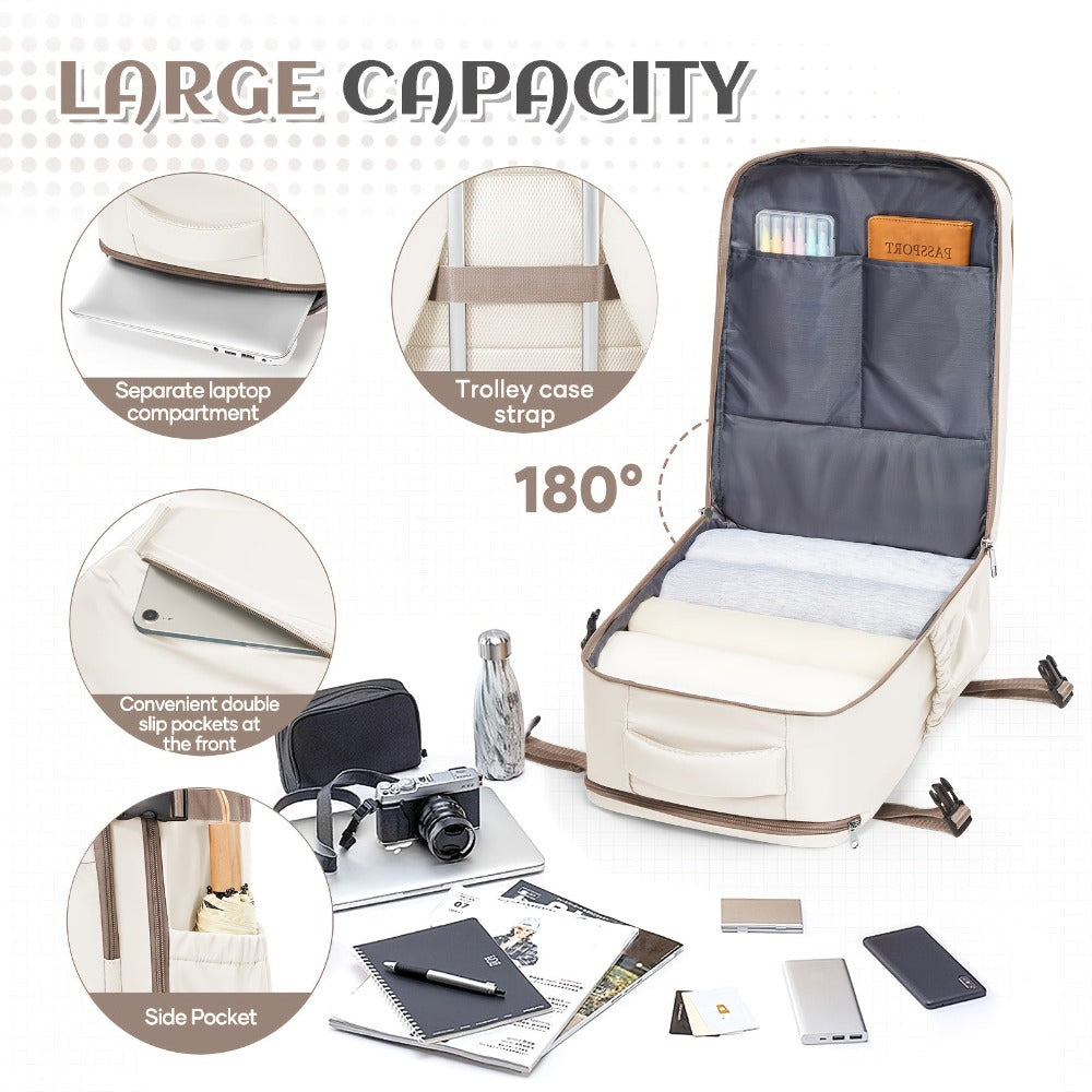 Mochila de Viaje Aprobada por Ryanair, 40X30X20Cm, Bolso de Mano para Aerolíneas, Mochila para Laptop de Gran Capacidad con Compartimento para Zapatos, Bolso de Fin de Semana de Negocios, Mochila Aprobada para Bajo el Asiento en el Avión