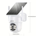 ANRAN Cámara de exterior inalámbrica de 3MP con batería de respaldo, visión nocturna a color, detección humana y audio bidireccional, alarma de sirena, adecuada para vigilancia empresarial, almacenamiento en la nube/SD, compatible con Alexa