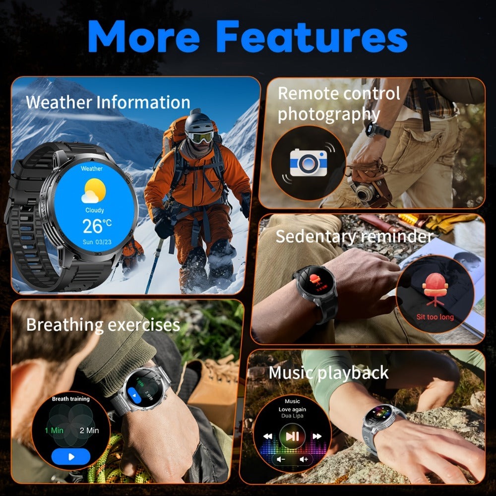 Reloj Inteligente LIGE para Hombres con Llamadas, Batería de 1000mAh/Linterna/Dos Cables de Carga, Pantalla HD Grande de 1.85 Pulgadas, Reloj de Fitness con 100+ Modos Deportivos, Monitor de Sueño IPX8 para Android e IOS