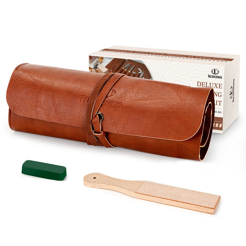 Set de 15 herramientas de tallado de madera PU para bolsas, kit de tallado de madera artístico, caja de regalo para tallado de madera, para amantes de la artesanía