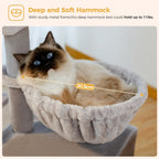 Árbol para Gatos Pequeños de Pawz Road para Interiores - Centro de Actividades Convertible 2-en-1 con Postes Rascadores, Hamaca de Peluche y Percha Superior Desmontable, Diseño Robusto Ahorrador de Espacio para Gatitos, Gris y Beige, Árbol Lindo para Gato