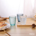 TRESV Set de 6 Vasos de Cristal 250ml | Diseño de Diamante Elegante | Aptos para Lavavajillas | Vidrio Sin Plomo para Agua y Refrescos
