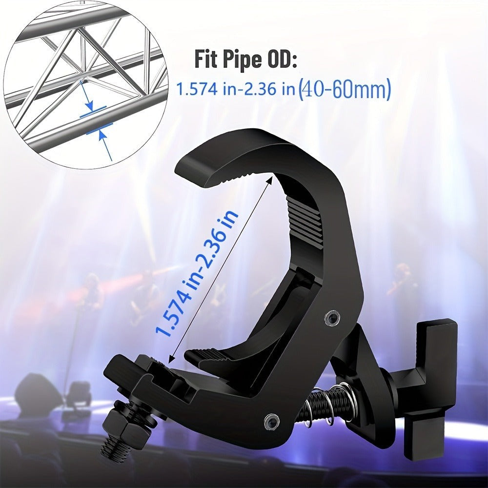 8 ganchos ajustables de aleación de aluminio para luces de escenario, ganchos de color negro para luces par, ganchos para luces de haz, gancho para faros delanteros para luces de escenario al aire libre, se adaptan a trusses o tuberías de diámetro de 1.57