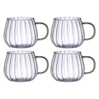 Almacén local, juego de 4/6 tazas de vidrio de borosilicato con asas en forma de calabaza, aptas para té, café, desayuno de avena, leche, zumo, bebidas frías, etc. Ligeras y duraderas, resistentes al frío y al calor.