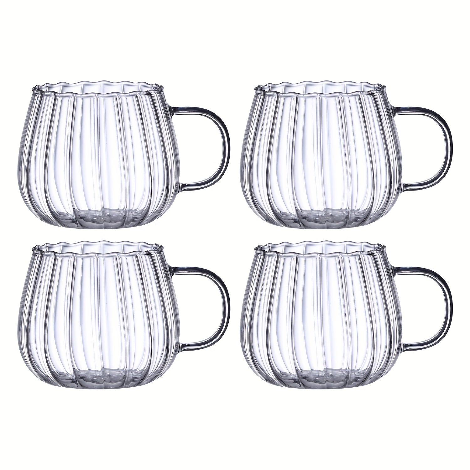 Almacén local, juego de 4/6 tazas de vidrio de borosilicato con asas en forma de calabaza, aptas para té, café, desayuno de avena, leche, zumo, bebidas frías, etc. Ligeras y duraderas, resistentes al frío y al calor.