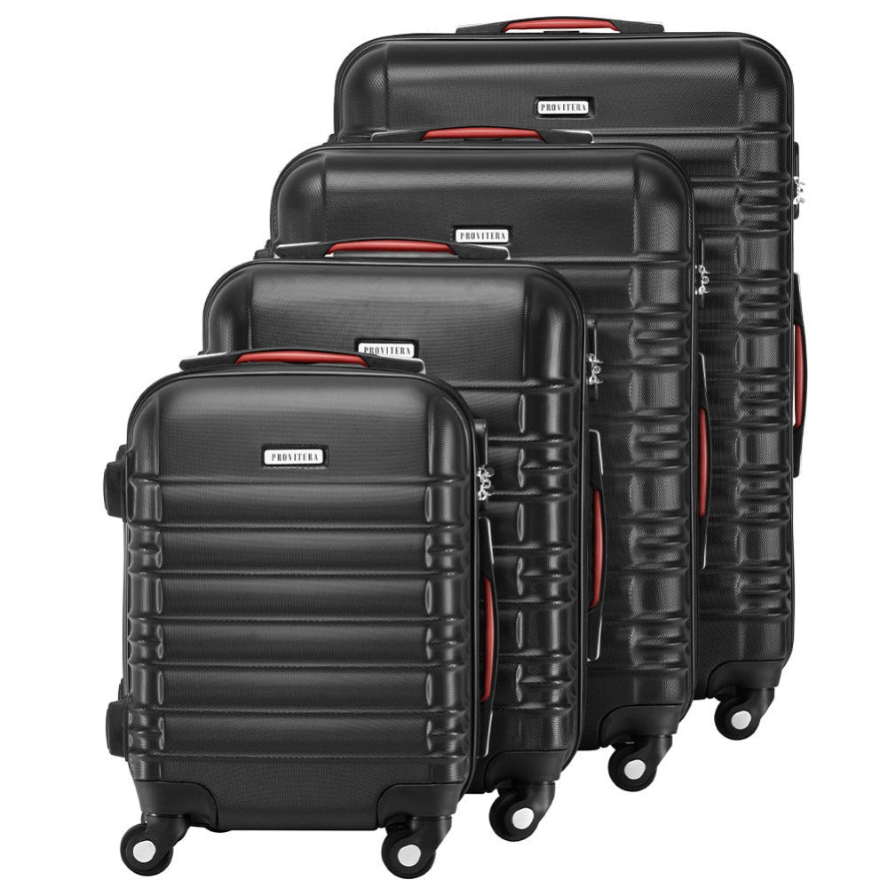 Conjunto PROVITERA de 4 Maletas Rígidas de ABS, Maleta Rígida S-M-L-XL con Asa Telescópica de Gel y 4 Ruedas de Rodadura Fácil, Trolley Ligero y Resistente al Viaje, Equipaje de Mano con Cerradura de Código, Mangos de Gel Ergonómicos, Ruedas Giratorias de