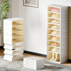 Organizador de Zapatos Plegable de 9 Niveles para 18 Pares, Estante de Zapatos de Plástico Colapsable, Armario de Almacenamiento de Cajas de Zapatos con Puerta Transparente Magnética, Fácil Montaje para Entrada, Dormitorio, Sala de Estar, Solo para Cocina