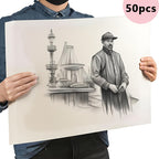 Paquete de 50 papeles para dibujo de calidad artística A3 - especialmente diseñados para técnicas de boceto - adecuado para artistas y principiantes - perfecto para bocetos, manualidades DIY - un regalo ideal para entusiastas del arte y artesanos