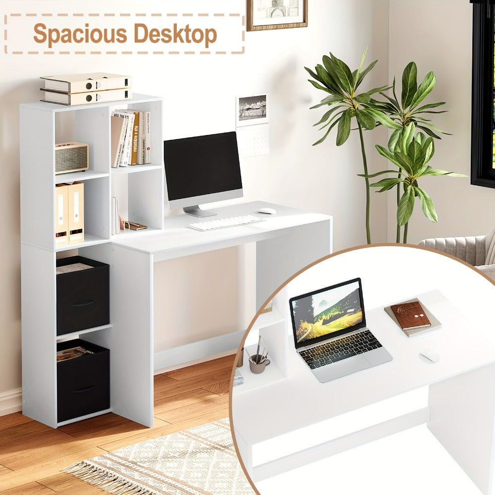 Escritorio de Oficina Moderno y Minimalista WOLTU con Marco Metálico y Tapa de Madera - Escritorio Blanco para Estudio, Dormitorio o Espacio de Trabajo - Estación de Trabajo Robusta y Duradera