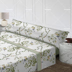 Juego de cama de tres piezas apto para todas las estaciones, que incluye una sábana, una sábana ajustable y fundas de almohada. Medidas: 90 cm, 105 cm, 135 cm, 150 cm y 180 cm.