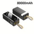 Batería externa | Banco de Energía Portátil de Gran Capacidad 80000mAh, Carga Rápida PD30W, Cable de Datos Integrado/Pantalla LED de Energía