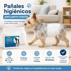 Pañales para mascotas (60 unidades) | Pañal para perros machos | Suaves y cómodos | Transpirables | Apto para perros pequeños, medianos y grandes | Para uso doméstico o de viaje | Tallas XS, S, M, L, XL | 60 unidades por paquete