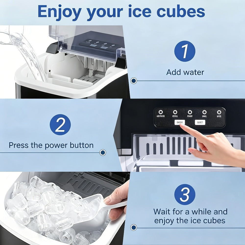 Fabricante de hielo comercial de doble uso con diseño de tapa transparente, refrigeración eficiente, duradero, ideal para restaurantes y bares, perfecto para cocinas de oficina