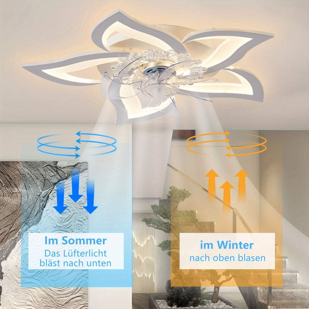 Ventilador de techo con luz y aplicación para dormitorio salón y cocina | 69 cm y control remoto