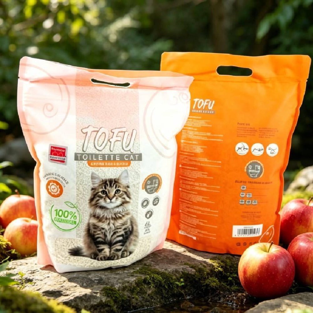 Arena para gatos con tofu perfutado, 6 l (1 paquete), original, arena para gatos con manzana, lavanda, limón y fibra de soja.