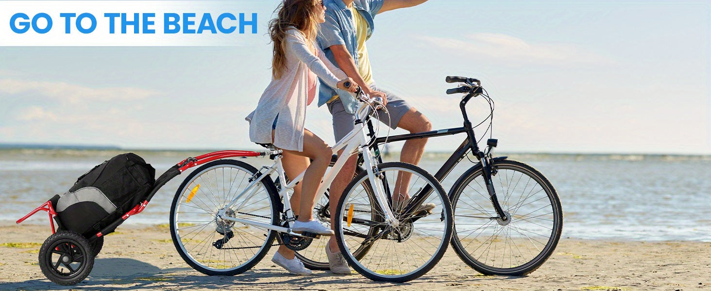Remolque de carga para bicicleta, remolque 2 en 1 para bicicleta, carrito de compras, carretilla, marco de acero de aleación, ligero y plegable con neumáticos de aire de 30 cm, capacidad de carga de 20 kg