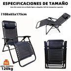 Tumbona Plegable Gravedad Cero Exterior, Silla Reclinable Ajustable Reforzada (Carga Máx 120kg), Portátil y Antideslizante para Jardín, Playa y Camping