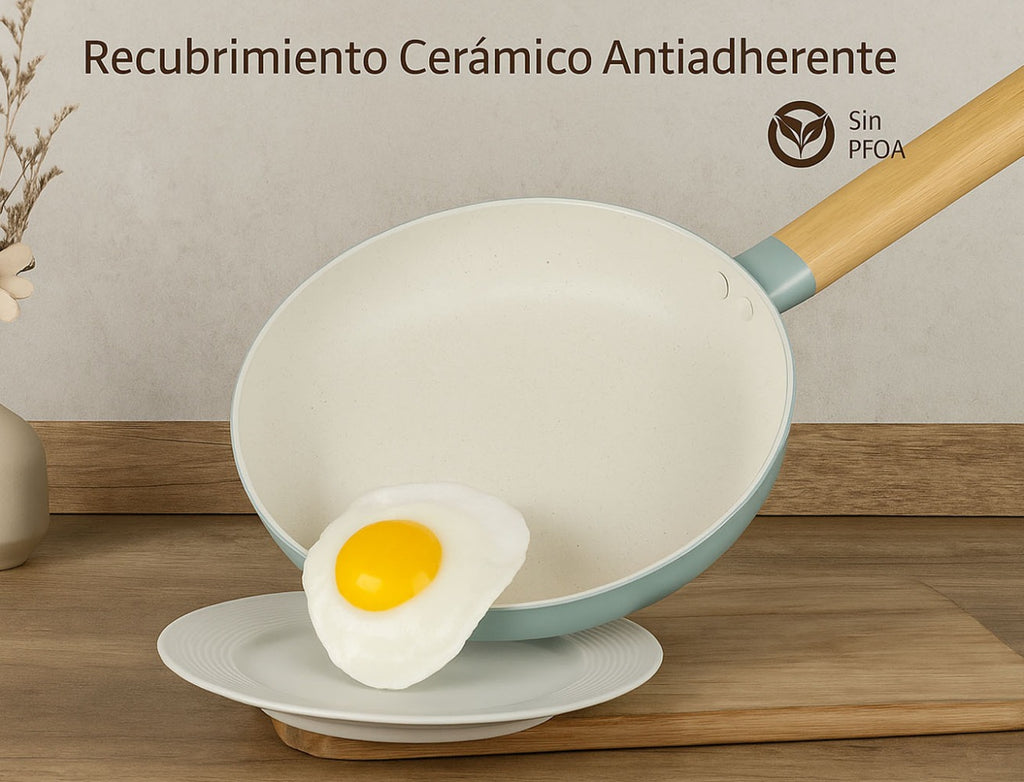 Juego de Sartenes Cocina 20+24+28 Revestimiento Antiadherente para Inducción | Recubrimiento Cerámico | Mango Soft-Touch | Set de Sartenes | Libre de PFOA y PFAS
