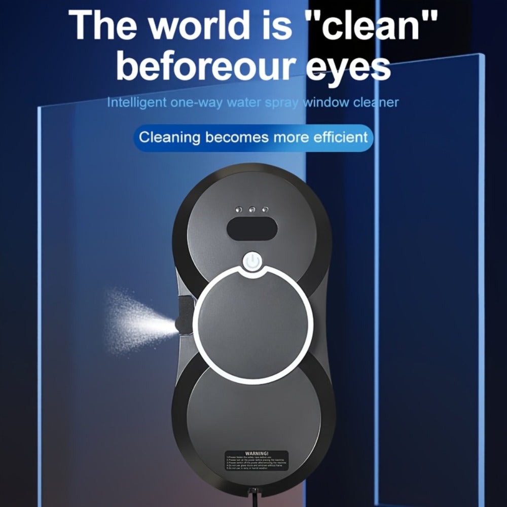 Puruikai 10 Nuevo Producto Navideño Almacenamiento Local Robot de Limpieza de Ventanas Inteligente, Disponible en Blanco y Negro, Robot de Limpieza de Ventanas con Spray Automático y Control Remoto, Potente Succión con Seguridad Anticaída, Ahorra Tiempo y
