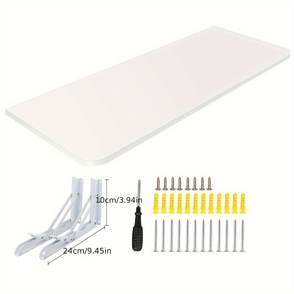 Escritorio Flotante de Pared 60x30 cm / 60x30 cm, Ahorro de Espacio con Estructura de Metal Resistente y Recubrimiento en Polvo Blanco - Escritorio de Computadora con Tapa Abatible, Ideal para Espacios Pequeños, Dormitorio, Esquina de Cocina, Oficina en C