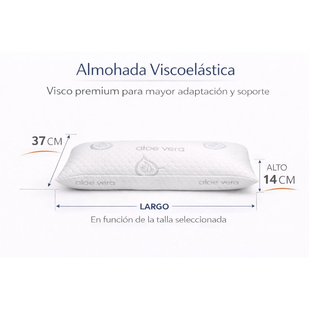 COMFORT SLEEP | Almohada Viscoelástica Aloe Vera con núcleo ajustable y funda transpirable para cuello y descanso diario – Almohada viscoelástica made in Spain para dormir de lado, boca arriba o boca abajo