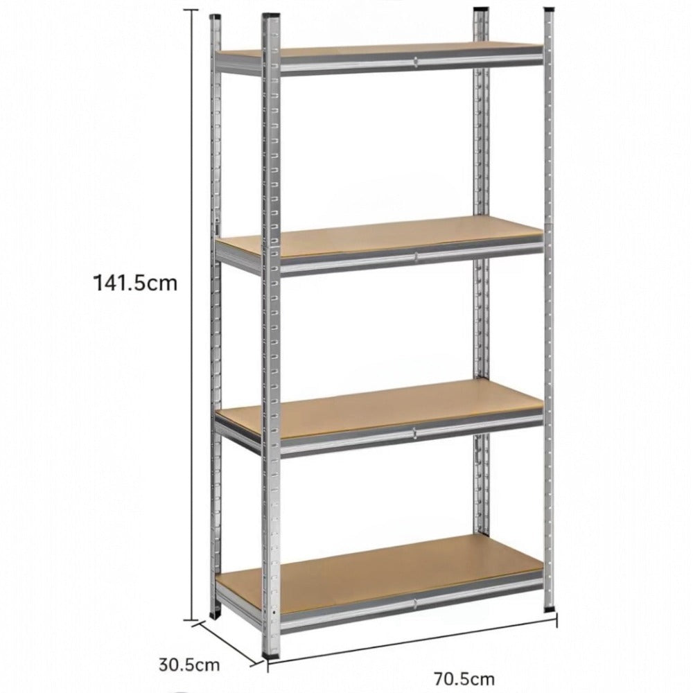 Estantería Metálica Almacenaje de Acero Galvanizado con 5 Baldas de MDF, Plata, 180x90x40cm Modular, Baldas Ajustables, trastero, Garaje.