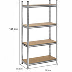 Estantería Metálica Almacenaje de Acero Galvanizado con 5 Baldas de MDF, Plata, 180x90x40cm Modular, Baldas Ajustables, trastero, Garaje.
