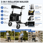 Andador rollator plegable con asiento 136.08 kg 20.32 cm | Movilidad, paseo y apoyo diario