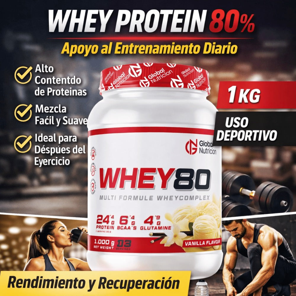 Whey Protein 80% – Proteína de Suero para Entrenamiento y Recuperación – 1 kg