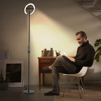 Lámpara de pie para sala de estar, 36 W LED con control remoto, doble anillo giratorio de 312°, luz ajustable de 1900 K a 6500 K, 3 modos de iluminación, adecuada para lámparas de pie modernas en dormitorios, oficinas y hoteles, 192 cm, negro