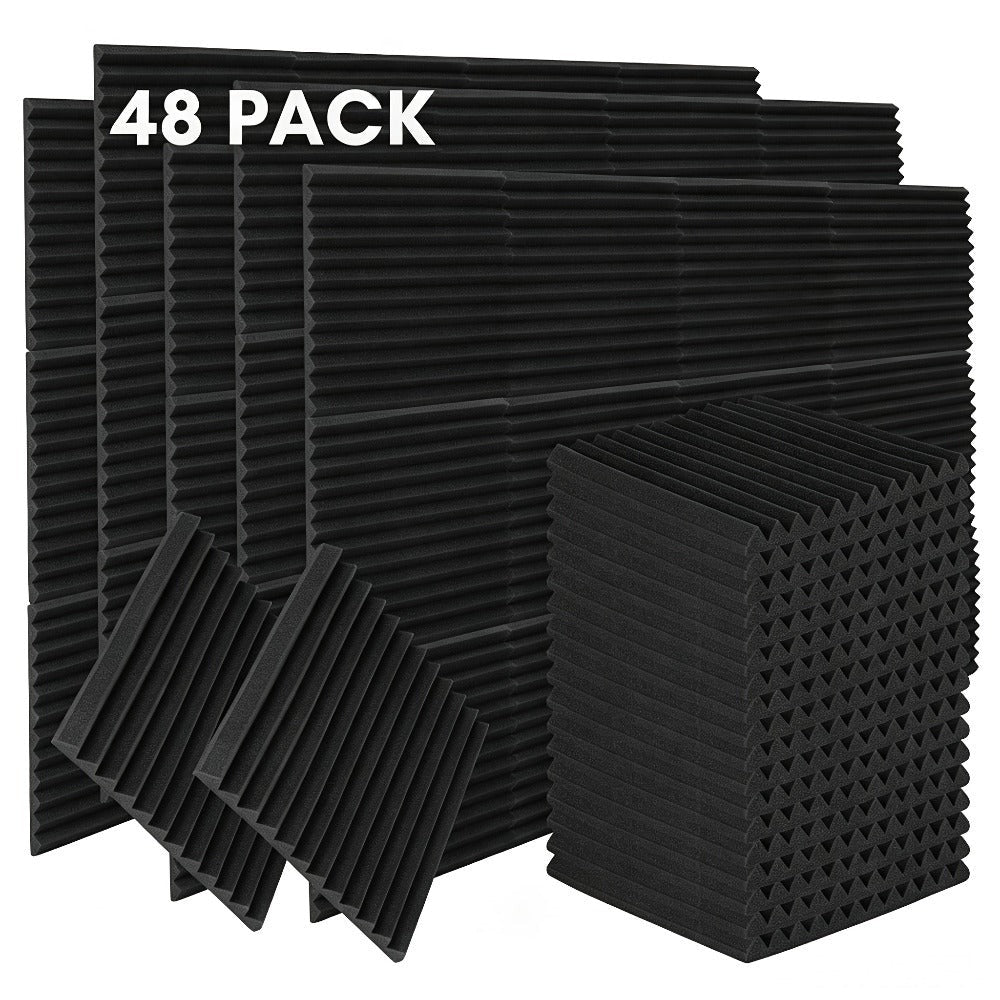 24/48/72 piezas Paneles Acústicos, 30x30x2.5 cm, Espuma 3D para Aislamiento Acústico, Paneles de Espuma Autoadhesivos para Absorción de Sonido, Reducción de Eco en Hogar, Oficina, Estudio de Podcast, Espuma para Aislamiento Acústico
