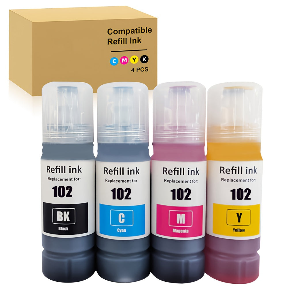Cartuchos de tinta | Recambio de Tinta E102 E104 Compatible para Epson EcoTank ET-2820, ET-1810, ET-2711, ET-2712, ET-2715, ET-2721, ET-2726