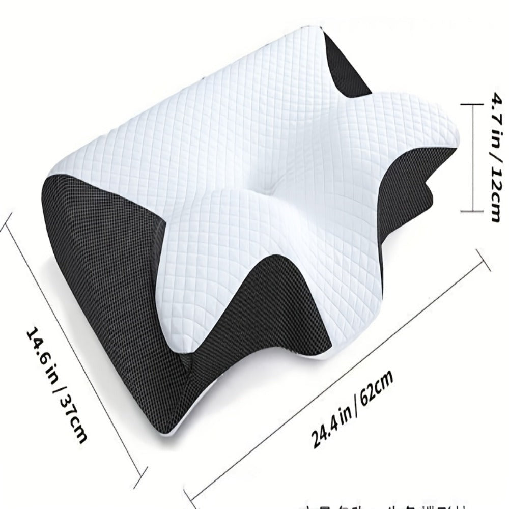 Almohada de Cuello de Esponja Viscoelástica para la Comodidad del Hogar, Adecuada para Quienes Duermen de Lado, de Espalda y de Busto - Diseño Contorneado, Soporte Suave y Robusto, Negra, Relajación de Hombros, Sólida, Regalos Perfectos para Navidad y Año