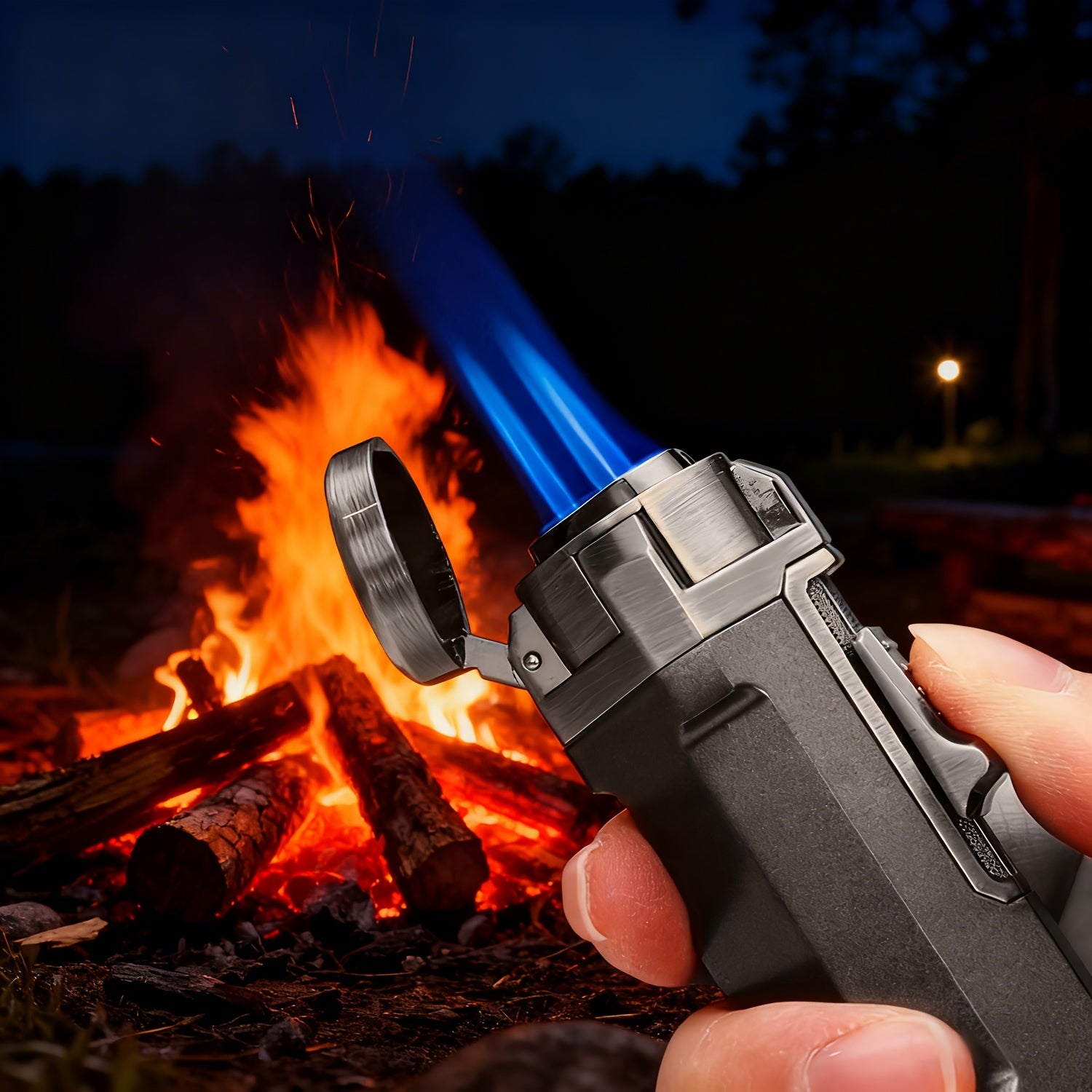 Encendedores recargables | Encendedor metálico (combustible no incluido), diseño con forma de linterna, pulido, resistente al viento, recargable