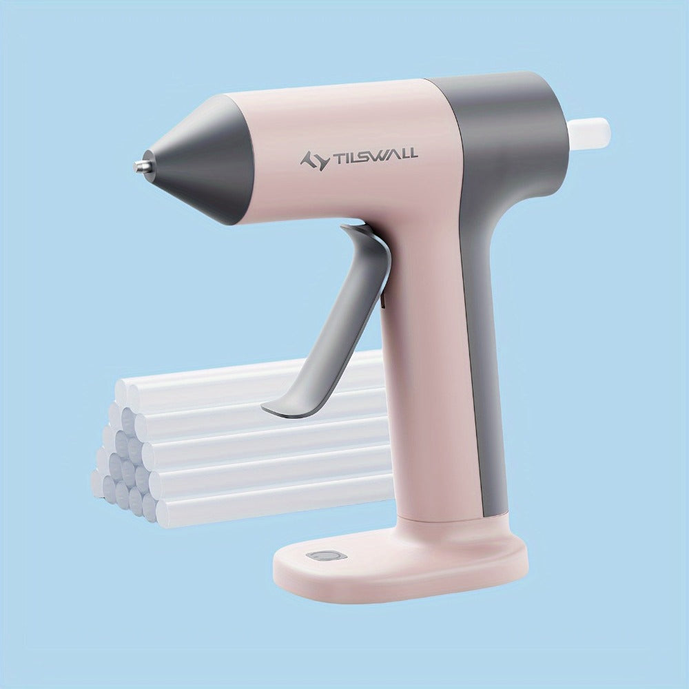[Incluye 20 Barras de Pegamento] Pistola de Pegamento Caliente, Precalentamiento Rápido en 30s, con Batería de 2000mAh, Carga Rápida USB-C, Apagado Automático Inteligente y Punta Antigoteo, 20 Barras de Pegamento de Alta Adhesión de Tamaño Completo, Compa