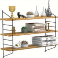 Estante Flotante de Pared, Unidad de 3 Niveles, Estantes Flotantes Rústicos para Cocina, Almacenamiento de Pared Ajustable, Estanterías Montadas en Pared para Libros, Plantas, Madera y Metal, Estantes de Exhibición para Sala, Dormitorio, Cocina, Estantes