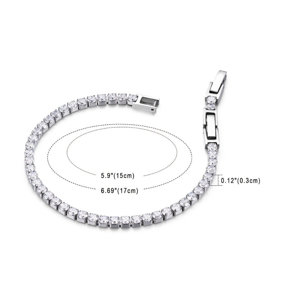 Pulsera para hombre hecha de acero inoxidable, con circonio sintético, perfecta para aniversarios de boda, cumpleaños o regalos de Navidad