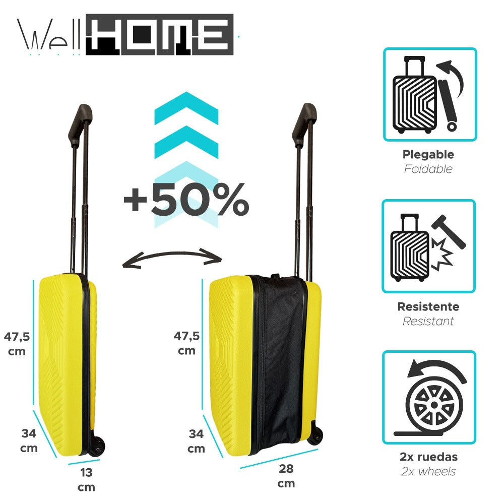 Maleta de Cabina Plegable Ultrafina 18" y 20" | Grosor Reducible | ABS Ligero y Resistente | Mango Telescópico + Ruedas | Varios Colores